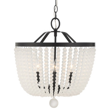 Rylee 4 Light Chandelier, Matte Black, Not Close to Ceiling, Frosted