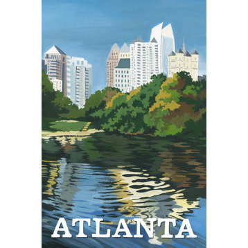 "Piedmont Park in Atlanta" Painting Print on Wrapped Canvas, 8x12