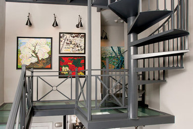 Inspiration for a contemporary staircase remodel in Columbus
