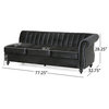 Jenera Modern Glam Velvet Channel Stitch Sectional Sofa Set, Black + Dark Brown