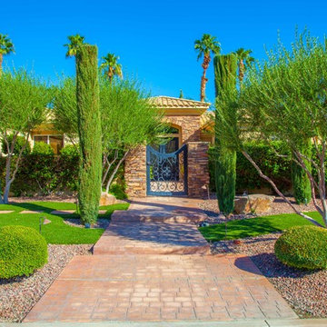 Front Entry with River Rock & Artificial Turf
