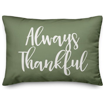 Always Thankful Lumbar Pillow, Green, 14"x20"