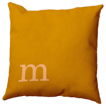 18"x18" Modern Monogram Decorative Throw Pillow, Autumn Gold