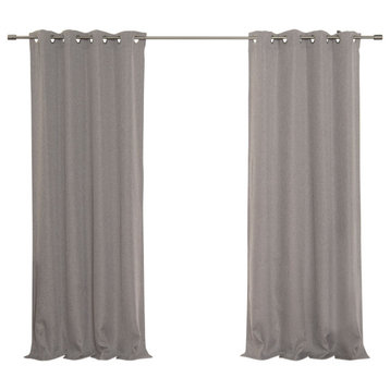 Faux Linen Grommet Blackout Curtain, Gray, 52"x96"