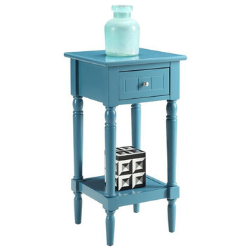 Convenience Concepts French Country Khloe Square End Table in Blue Wood Finish