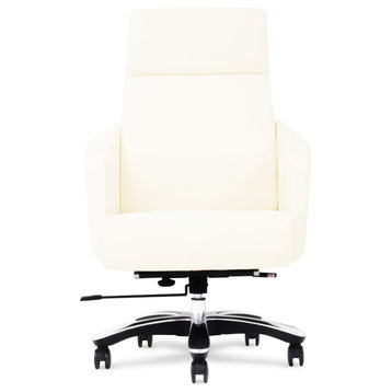 Lauren Modern Fully Reclining Adjustable Executive Chair Cream Top Grain Leather