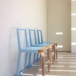 NATURAL WOOD & BLUE RUBBER COATING CHAIR - Dining Chairs