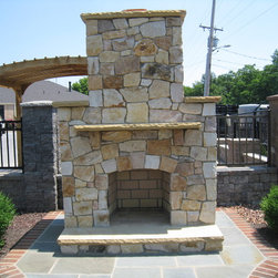 Outdoor Masonry Stone Fireplace - Outdoor Fireplaces