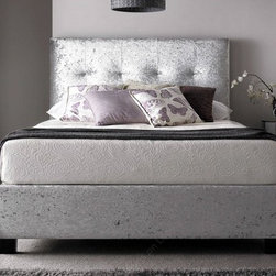4ft6 Double Walkworth Ottoman in Silver Crushed Velvet - Sleigh Beds