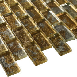 1x2 Glossy Glitter Gold Sky Subway Glass Mosaic Tiles - Home Accessories & Decor
