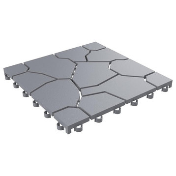 Outdoor Deck, Stone Patio Tiles, Stone Gray - 12-Pack