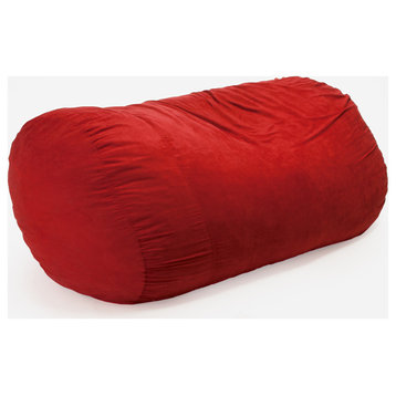 Wanda Traditional 8 Foot Suede Bean Bag, Cover Only, Red