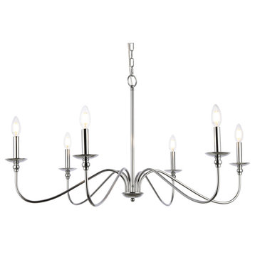 Elegant Lighting LD5006D36 Rohan 6 Light 36"W Taper Candle Style - Polished