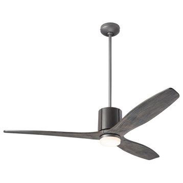 LeatherLuxe Fan, Graphite/Gray, 54" Graywash Blades With LED, Remote Control