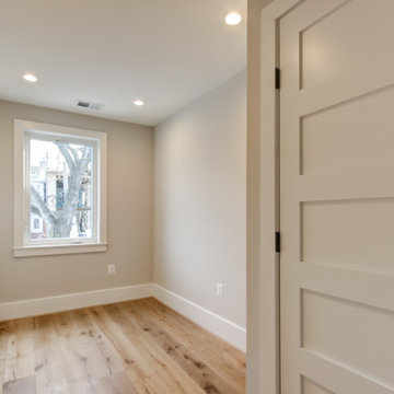 Basement remodeled with bedroom space and extra closet space in Vienna