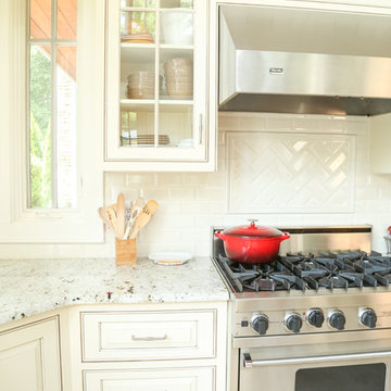 Cream Painted and Glazed Kitchen Cabinets