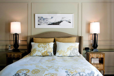 Bedroom - contemporary master bedroom idea in Toronto with beige walls