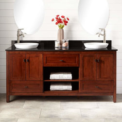 72" ALCOTT BAMBOO DOUBLE VANITY FOR SEMI-RECESSED SINKS - LIGHT ESPRESSO - Bathroom Vanities And Sink Consoles
