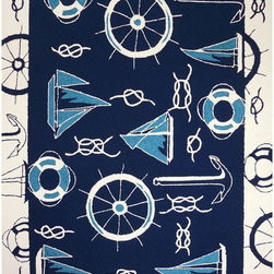 Blue & White Nautical HV001J Area Rug - Area Rugs