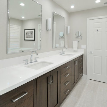 Contemporary and Bright Twin Bathrooms