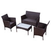 Costway 4 PC Patio Rattan Wicker Chair Sofa Table Set Outdoor Garden Furniture
