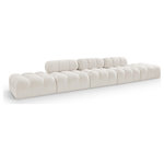 Meridian Furniture - Ames Boucle Fabric Modular Sofa, Cream, 4-Piece: 4 Armless Chair, 2 Ottoman - Introduce a touch of modern sophistication to your living area with the exquisite Ames Boucle Fabric Sectional. With plush cream boucle fabric and unique design, it will elevate the visual appeal of your living space. This elegant and captivating sectional can be mixed and matched with other pieces from the collection to create an endless array of stunning looks. So, get ready to transform your living area into an inviting and stylish haven with the Ames Boucle Fabric Sectional.