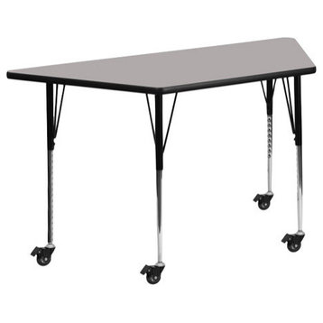 29.5''x57.25'' Gray HP Laminate Activity Table-Standard Height Adj, Legs