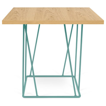 Helix 20"x20" Side Table, Top: Wild Oak, Base: Sea Green