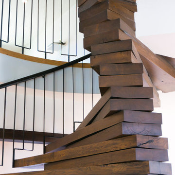 Oak and Steel Spiral Staircase
