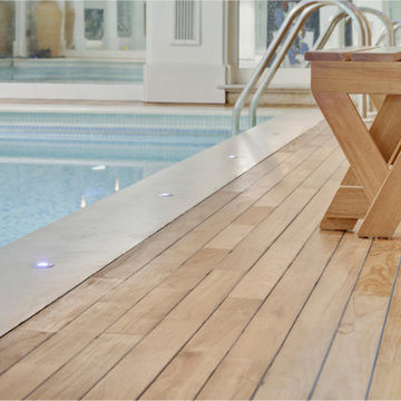 Parquet en teck pose pont de bateau piscine privée