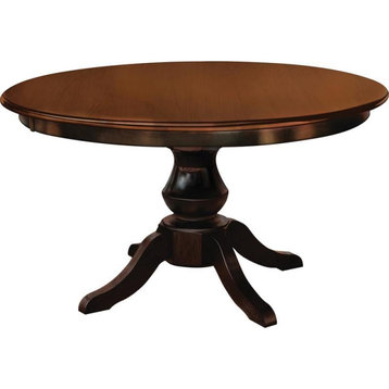 Barnes Pedestal Table, Brown Maple Wood, Asbury Stain, 42" 2 Middle Leaves