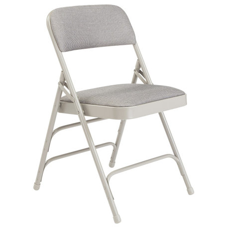 NPS 2300 Fabric Triple Brace Double Hinge Folding Chair, Grey, Set of 4