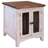 Greenview White Solid Pine Wood End Table, 2 Mesh Doors