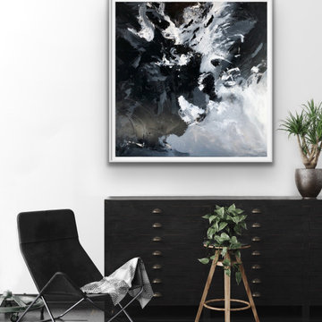 48" x 48" Irrestible Original black and white Large Modern abstract Painting