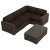 Arden 5 Piece Modern Patio Sectional Set, Coffee Cushions