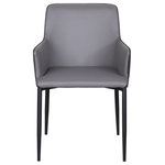 Eurostyle - Hardy Arm Chair - The Hardy Arm Chair is splendid in its simplicity. The modern silhouette features a seat, back and armrests in a mix of soft leatherette and fabric over foam along with matte black steel legs. This chair is exceptionally sturdy and built-to-last, providing years of enjoyment in any room.