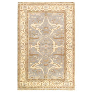 Gray Color Fine Hand Knotted Oushak Design 5'2'' X 8'