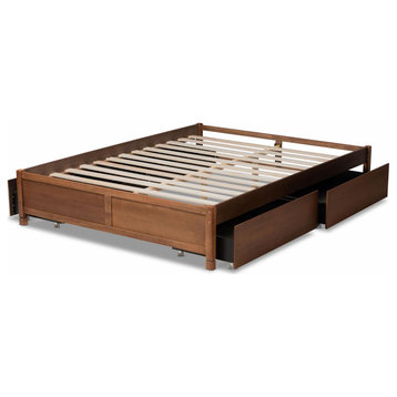 Traditional Platform Bed, Rubberwood Construction With Storage Drawers, King