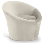 Meridian Furniture - Tristan Upholstered Chair, Cream, Velvet - Nestle into the soft embrace of the Tristan cream velvet accent chair. Its elliptical composition and plush velvet upholstery create a cozy and inviting seating experience. An ergonomic design makes it a standout piece that's both stylish and comfortable, adding a touch of sophistication to any space.