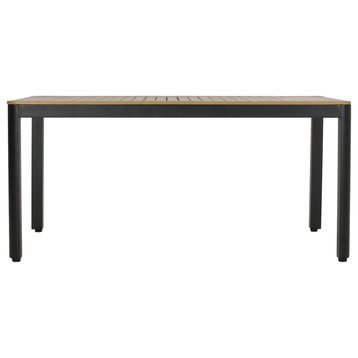 Province Outdoor Aluminum Dining Table, Natural and Black