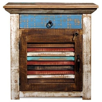 La Boca Rustic Solid Wood Nightstand Bedside Table With Storage