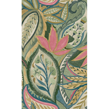 Paisley All Over Tropical Wallpaper, Pink, Sample