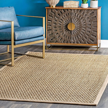 nuLOOM Hesse Checker Weave Seagrass Area Rug, Natural, 2'6"x6'
