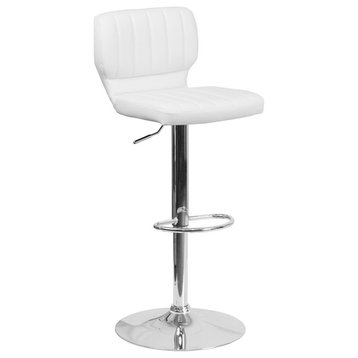 Flash Furniture Faux Leather Adjustable Bar Stool in White