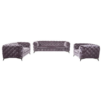 Slader Modern Gray Fabric Sofa Set