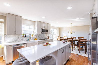 Kitchen Remodeled With White Countertop, Wooden Floor, Big Cabinet Space,Bristow