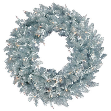 Vickerman 30" Silver Fir Wreath, Dura-Lit LED 100 Warm White