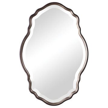 Antiqued Silver Champagne Accented With A Dark Bronze Outer Edge. Mirror