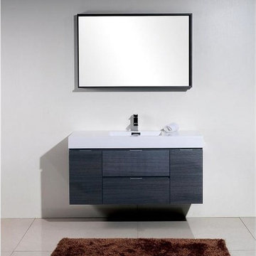 KubeBath Bliss 48" Gray Oak Wall Mount Single Sink Modern Bathroom Vanity