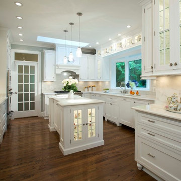 White Custom Cabinets, Island Create Inviting Kitchen